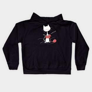 White Knitting Cat - Asphalt Kids Hoodie